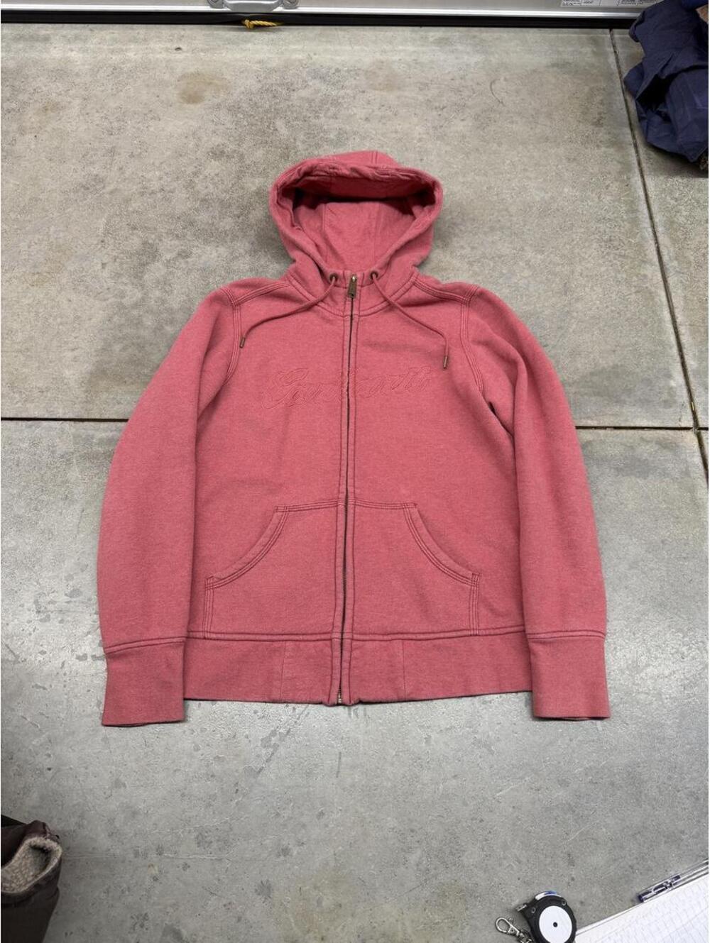 vintage carhartt pink zip up heavyweight hoodie size medium WOMENS